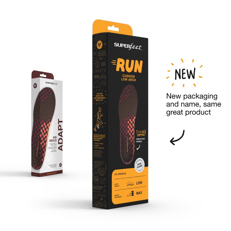 سوبر فييت نعال داخلية من Superfeet Run Cushion منخفضة القوس - دعم منخفض للقوس - حشوات مشذبة لتناسب أحذية الجري - درجة احترافية - 5.5-7 رجال / 6.5-8 نساء - Image 2